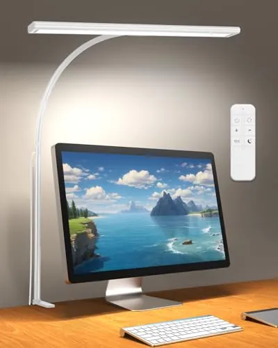 iFalarila 160 LED Lámpara de Escritorio con mando a distancia con Pinza, 70CM Lámparas de Mesa más Brillantes 360° Lámpara de Lectura Flexible con Cargador USB para Trabajo Estudio o Lectura