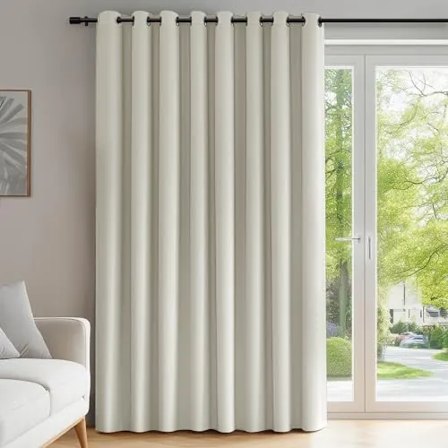 Deconovo Cortinas Opacas para Interior Dormitorio 260 CM de Altura, Cortina Térmica Aislante con Anillos para Ventanas Modernas 1 Panel, 254 * 260 CM, Beige Claro