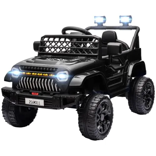 AIYAPLAY Coche Eléctrico para Niños +3 Años 12V con Mando Distancia Negro | Coche Eléctrico Infantil de Batería, Velocidad Ajustable, USB, Faros, Bocina