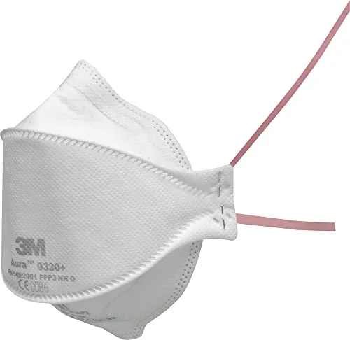 3M Aura Mascarilla para partículas, FFP3, Sin Válvula, 9330+, Talla única | EN 149, Blanco, 20 máscaras por paquete