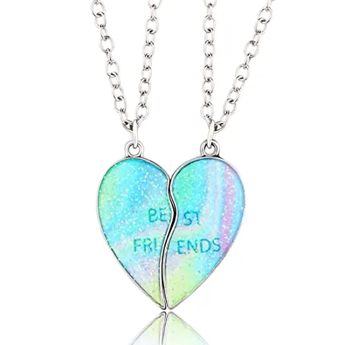 MenYiYDS 2 piezas BFF collares amistad collar magnético mejores amigos para niñas cumpleaños regalos colgante cadena regalos (azul)