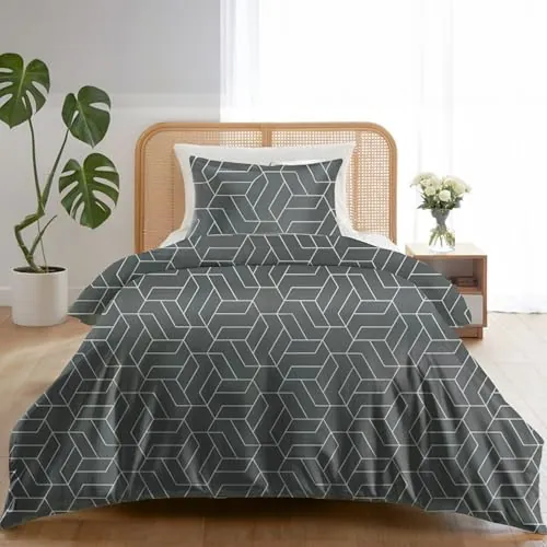 Dreamzie Funda Nórdica 135x200 Geométrico 1 Funda 80x80 | Microfibra suave con cremallera · lavable a 40 °C · transpirable · resistente y de fácil mantenimiento
