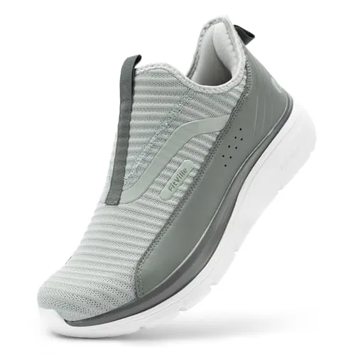 FitVille Extra Anchos Zapatillas Caminar Hombre Zapatos Sin Cordones para Walking Transpirables Zapatillas Casual Slip-on Verde Claro 46.5 EU X-Ancho