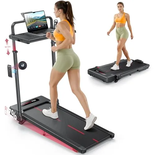 Cinta de Correr eléctrica Plegable Hometro 6 en 1-3.0 HP, inclinación 7%, Velocidad hasta 12 km/h, Pantalla LED Dual, pasamanos Ajustables en Altura, Ideal para casa