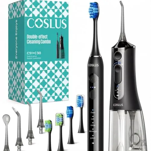 COSLUS C51C30 Cepillo de Dientes Eléctricoo con Irrigador Dental 2-1 Kit