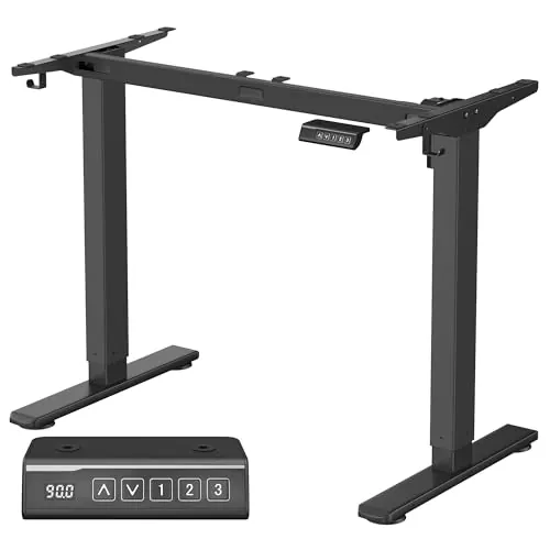 VASAGLE Escritorio Eléctrico Regulable en Altura, Soporte de Escritorio, sin Tablero, con 2 Ganchos, Función de Memoria de 3 Alturas, Acero, Negro Tinta LSD021B01
