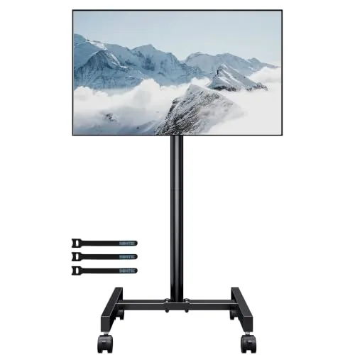 BONTEC Soporte TV Ruedas para Televisores Planos Curvos de 13 a 42 Pulgadas, Soporte Suelo TV con 4 Ruedas, de Altura Ajustable de hasta 20 kg, Máx. VESA 200X200mm