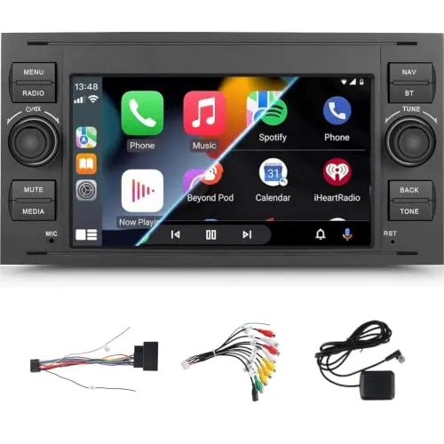SIXWIN 4+64G Android 15 Radio Coche para Ford Fiesta C/S-MAX Transit Galaxy Galaxy Connect Kuga con CarPlay&Android Auto&Mirror Link,7 Pulgadas Ford Pantalla Táctil con Bluetooth/WiFi/GPS/FM/RDS/32EQ