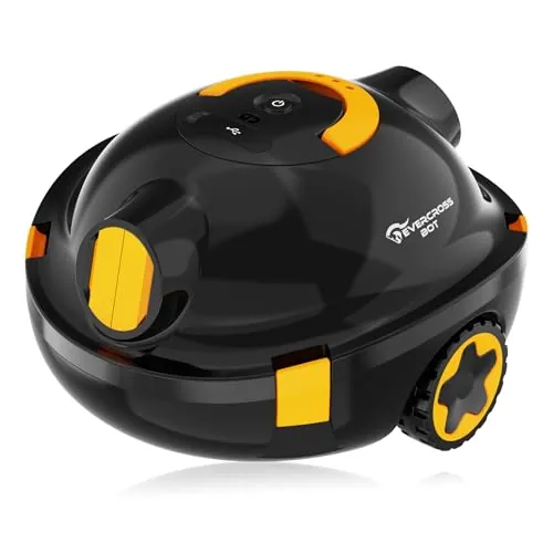 EVERCROSS BOT Y10 Robot Limpiafondos Piscina, Robot de Piscina Sin Cable, 100 Min de Limpieza del Suelo, Robots de Piscina para Piscinas de hasta 120㎡, Estacionamiento Automático, Filtro180μm (Negro)
