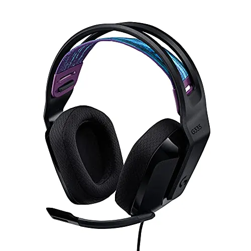 Logitech G G335, auriculares para gaming con cable, micrófono abatible para silenciar, conector de audio de 3,5 mm, almohadillas de espuma viscoelástica, PC, PS, Xbox, Nintendo Switch/Switch 2 - Negro