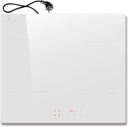 Placa de Inducción 4 Fuegos Blanco DELITEER, Empotrable, 60 cm