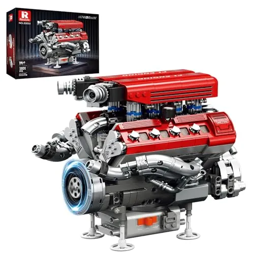 Reobrix 33015 Maqueta de Motor V8 para Adultos, Modelo Motor V8 Motorizado