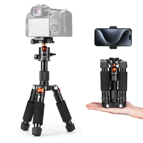 K&F CONCEPT Mini Trípode Portátil S225A0+BH-25L Trípode de Sobremesa 50cm para DSLR, Cámara Réflex Digital, Teléfono Móvil, con Clip para Teléfono y Placa de Liberación Rápida de 1/4 ''
