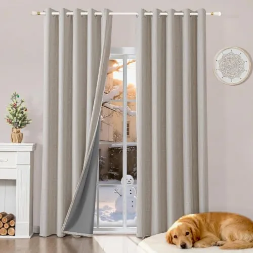Runyéla 100% Cortinas Opacas Lino Termicas para Dormitorio y Salon 2 Piezas | 140x220cm, Verde Salvia, Ojales, Aspecto Lino, Aislantes de Frío y Calor, Reducción Luz, Mayor Privacidad, Acústico Eficaz