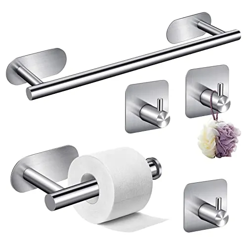 5Pzs Toallero de Baño,Acero Inoxidable Toallero,Accesorios Baño sin Taladro