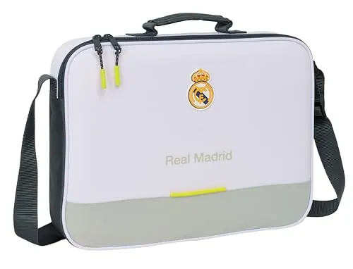 Safta REAL MADRID EQUIPACIÓN 25/26 - Cartera Extraescolares, Maletín Portatodo, Bandolera, Cómoda y Versátil, Calidad y Resistencia, 38x6x28 cm