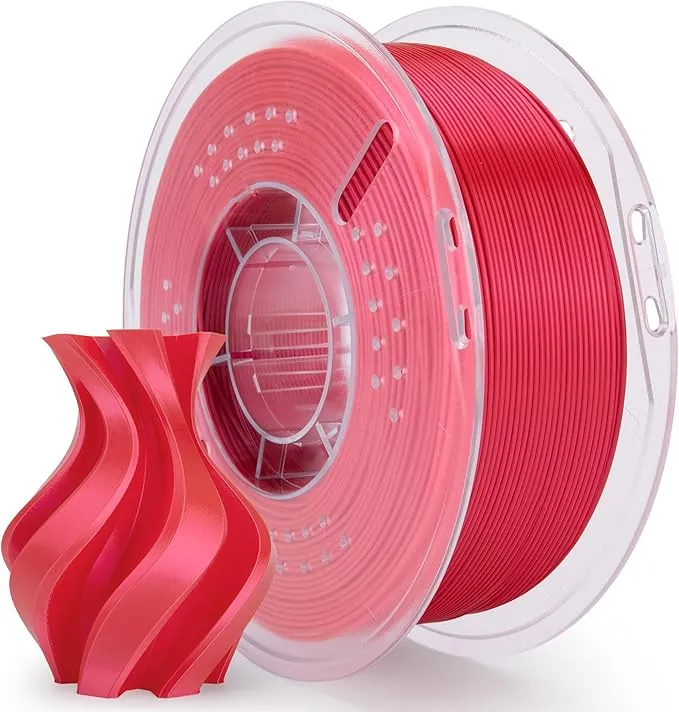 ELEGOO Filamento PLA Silk 1.75 1KG, Rojo de Seda, Filamento para Impresora 3D, Carrete Filamento 3D, para Mayoría Impresoras 3D