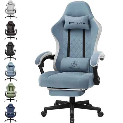 GTPLAYER Silla de Gaming, Silla de Oficina con Cojín con Muelles Ensacados, Reposapiés y Reposapiés articulados, Silla de Ordenador Ergonómica con Respaldo Alto con Soporte Lumbar