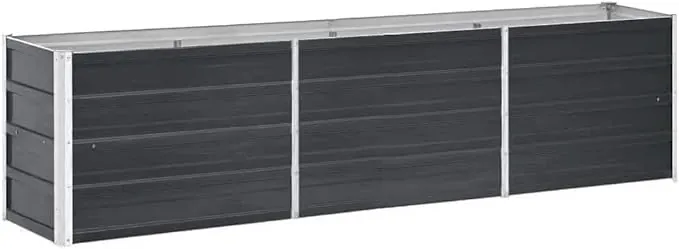 vidaXL Arriate de Jardín Macetero Caja para Plantar Plantas Macetas de Patio Exterior Acero Galvanizado Gris Antracita 240x40x45 cm