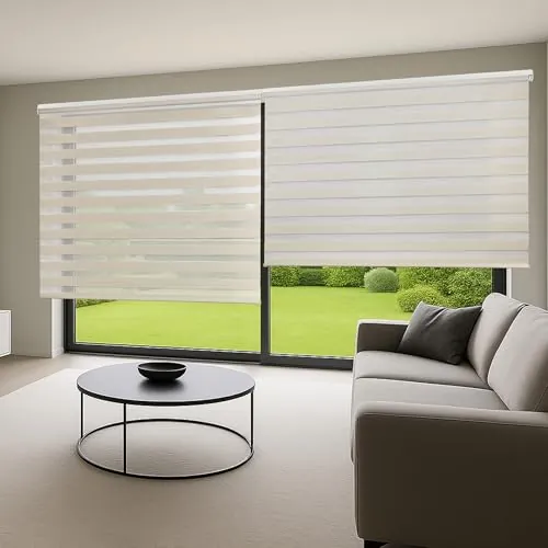 Estores Noche y Día de Calidad con Doble Tejido Elegantes para Ventanas de Interior y Puertas. Elige la privacidad y el Paso de la luz STORESDECO Lino 160 x 250 cm (Ancho x Largo)
