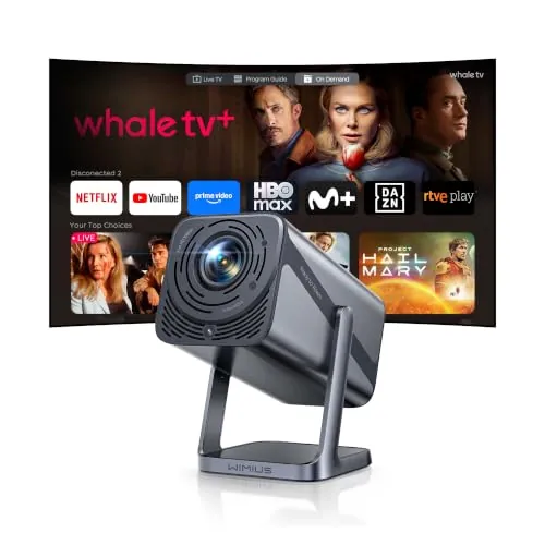 Proyector Portatil 4K【Netflix Incluido&Live TV|Rotación 270°】 Proyector 4K Oficial Apps Auto Focus/Keystone,1000 ANSI,HDR10,1080p FHD Nativo,WiFi6 Bluetooth proyectores Cine en Casa/Exterior/HDMI ARC