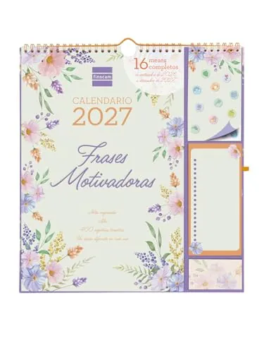 Finocam Plus Calendario 16 meses 2026 2027 · Frases motivadoras Español