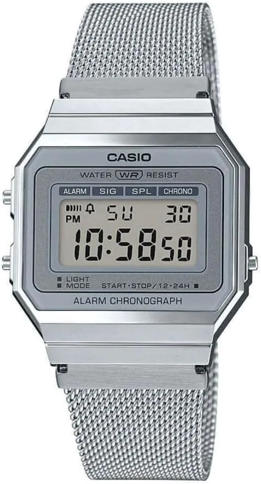Casio Reloj Mujer de Digital con Correa en Acero Inoxidable A700WEM-7AEF