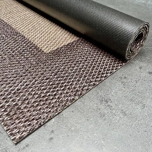 STORESDECO Alfombra vinílica de Tejido Trenzado Premium de Alta Gama. Lavable Antideslizante y extraplana. Materiales Resistentes de máxima Calidad Color Cenefa Chocolate 200 x 290 cm