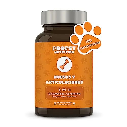 Condroprotector Perros Razas Grandes. 180 Comprimidos. Antiinflamatorio Natural. Glucosamina, Condroitina, Colágeno, Vitamina Complex y Cúrcuma. Sin Azúcar. Fortalece Las Articulaciones de tu Mascota
