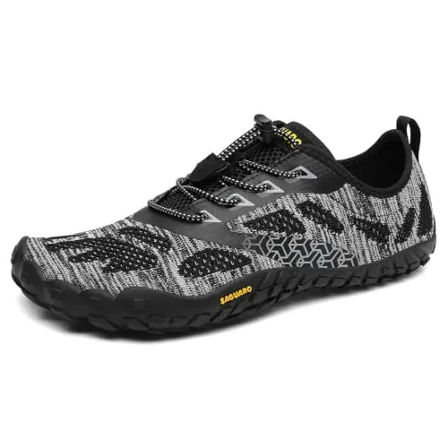 SAGUARO Hombre Mujer Minimalistas Zapatillas de Trail Running Ligeras y Respirable Zapatos Descalzos Gym Playa Calzado de Deportes Acuaticos para Correr Senderismo, Negro Humo, 43 EU