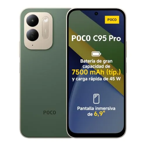 POCO C95 Pro, smartphone de 8+256 GB, verde, 7500 mAh y carga de 45 W