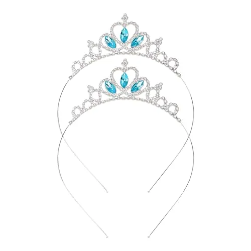 2 coronas de princesa, tiara de corona de niña, corona de cristal para niñas, accesorios de princesa, tiaras a juego para mujeres, niñas, cumpleaños, fiestas y bailes de graduación., talla única,