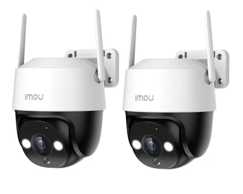 Imou 2K(3MP) Cámara Vigilancia Exterior 2-Pack, 360° PTZ Cámara WiFi IP Vigilancia de Seguridad, Visión Nocturna Color 30M, Detección Humana, Seguimiento Automático, Sirena, Audio Bidireccional, IP66