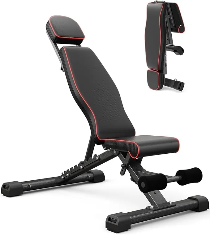 YOLEO Banco de Pesas Ajustable Utilidad Plegable,de Entrenamiento de Cuerpo Completo Inclinación Decline Levantamiento Plano, Press, para Ejercicios de Gimnasio en casa