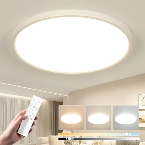 EASY EAGLE Plafon LED Techo 50CM Regulable, 48W 3000K-6500K Lampara Techo con Mando a Distancia, Plafones para Techo Led para Dormitorio Cocina Salon Baño Comedor Pasillo