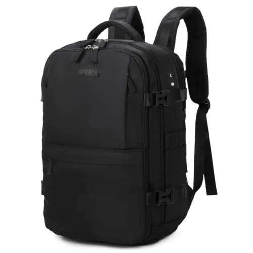 1990s Mochila de cabina para Ryanair 40x30x20cm | compartimiento de zapatillas | Mochila casual impermeable compatible con portátil 16 Pulgadas | Negro