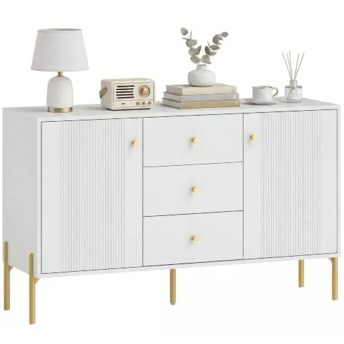 HOMCOM Aparador Moderno de 2 Puertas con Blanco 120x39,1x76 cm