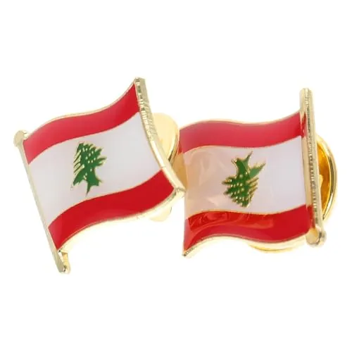 GALPADA Pin de Solapa Bandera del Líbano, Metálicos Esmaltados 2 Piezas, Accesorios para Ropa y Bolsos, Ideales para Eventos Culturales y Viajes