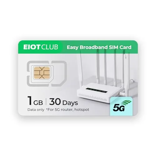 EIOTCLUB Tarjeta SIM de datos prepagada, tarjeta SIM de banda ancha fácil para enrutadores 5G/4G, puntos de acceso móviles, dongle USB, tabletas y teléfonos, sin contrato, paga por el camino