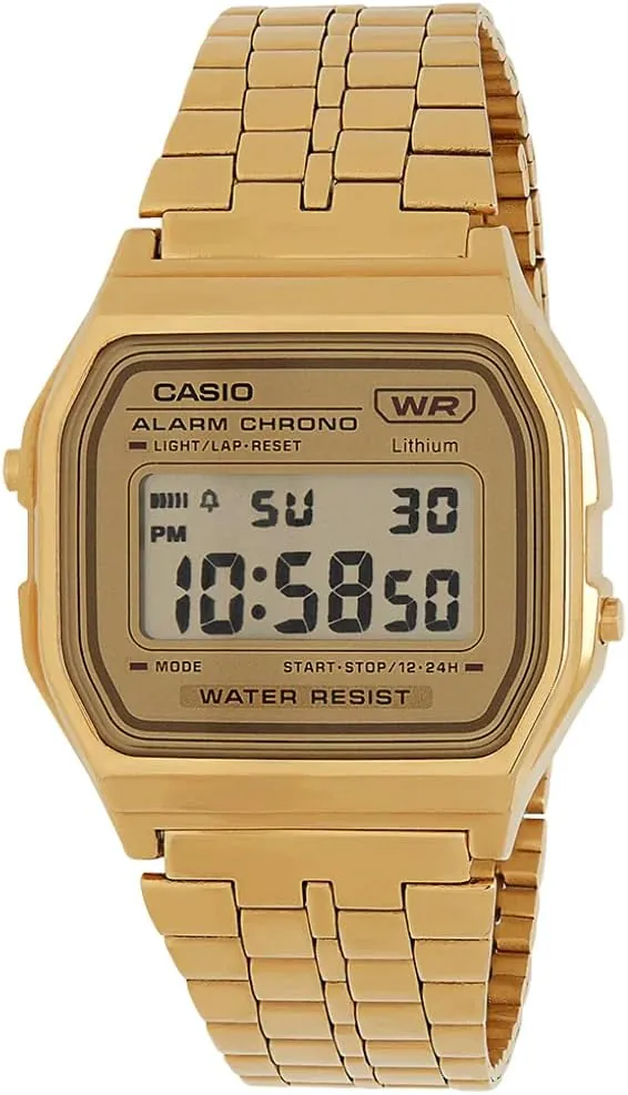 Casio Reloj Cuarzo Unisex 37.00mm con dial Digital Oro y Correa de Pulsera de Metal Oro A158WETG-9AEF