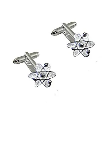 Par de Gemelos Camisa FT423 con Símbolo de Átomos de 1,5 cm Hechos de Peltre Inglés Moderno y Fino