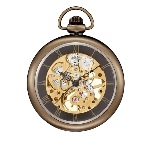 ShoppeWatch Reloj de Bolsillo Hombre con Cadena | Reloj de Bolsillo Antiguo Cuerda Manual con Movimiento Mecánico Clásico | Steampunk Pocket Watch PW12