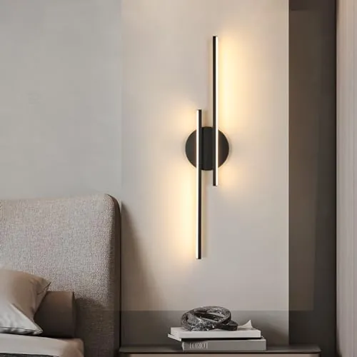 Riserva Aplique Pared Interior LED 24W, 3000K Blanco Cálido, Negro, 60cm | Lámpara de Pared Moderna para Dormitorio, Sala de Estar, Cocina, Pasillo