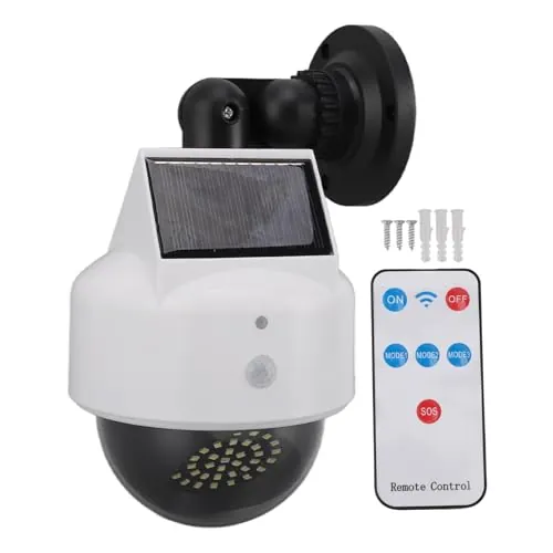 Ausla Cámara Falsa Simulada Solar, Diseño Realista, Disuasivo para Interiores y Exteriores, Fácil Instalación, Sensor de Movimiento, Energía Solar, para Seguridad en el Hogar