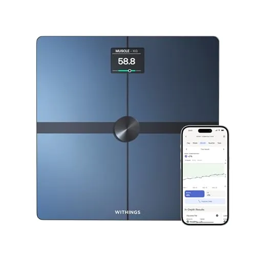 WITHINGS Body Smart - Báscula digital de grasa corporal con wifi, incluye masa muscular, proporción de agua, densidad ósea, color negro