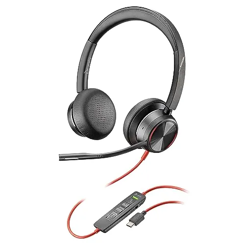 Auricular Poly Blackwire 8225 de primer nivel con cable - Cancelación activa de ruido - Estéreo de alta fidelidad - Se conecta a PC/Mac - Funciona con Teams y Zoom