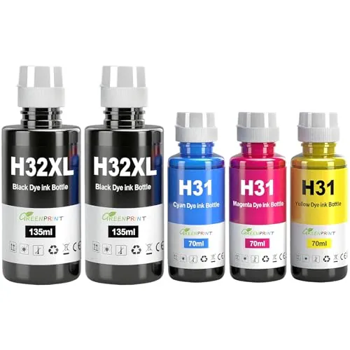 GREENPRINT 31 32XL Botellas de Tinta Multipack Compatible para H P Smart Tank 319 455 515 530 555 558 559 570 655 670 750 790 5105 5106 5107 7005 7006 7305 7306 7605 415 419 (5 Packs 2N/C/M/A)