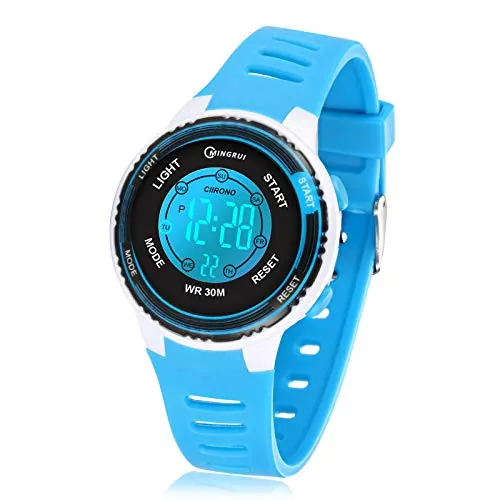 Juboos Orologio elettronico per Bambini, 7 Colori LED Lights Kids Sports Watch, Ragazzi impermeabile orologio con allarme cronometro, Ragazzi all'aperto