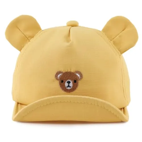 MniJiza Oso Gorra de Béisbol Gorra De Sol Bebe Niña Niño Primavera Verano 0-2 Años (3-12 Meses, Oso Amarillo)