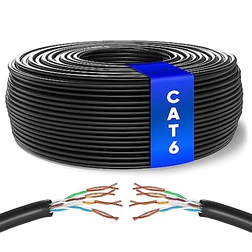 Mr. Tronic Granel Cable Ethernet Cat 6 De 100m, Bulk Cable de Red LAN Para Internet Rápida & Fiable - AWG24 Cat6 a Granel, 1 Gbps Internet 250 MHz UTP CCA (100 Metros, Negro)